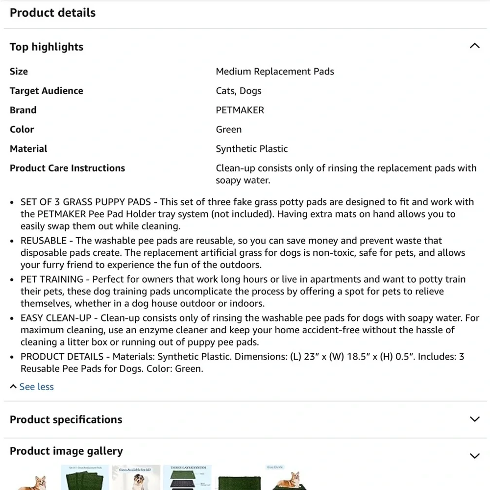NWT Petmaker Turf Grass Pee Pads for Dogs